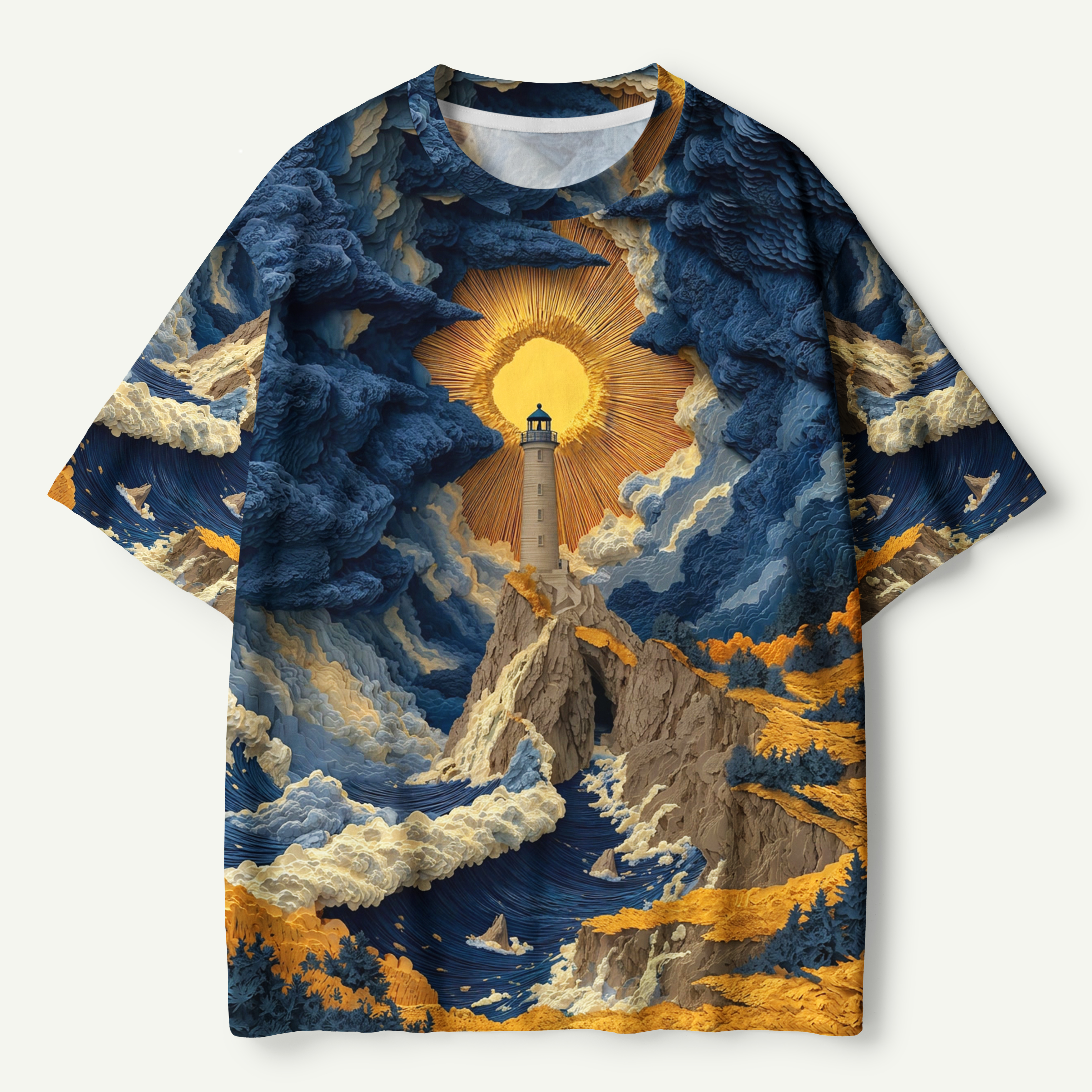 Moonlit Lighthouse Fantasy Landscape Premium Pure Cotton Tee