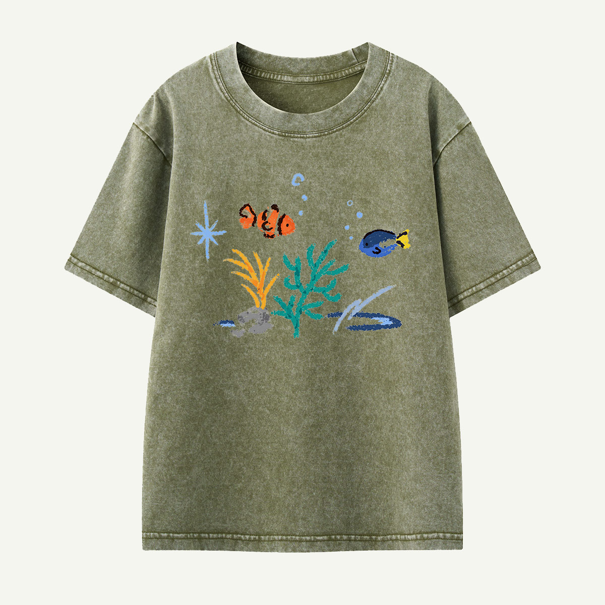 Colorful Reef Fish Underwater Kids Washed T-Shirt