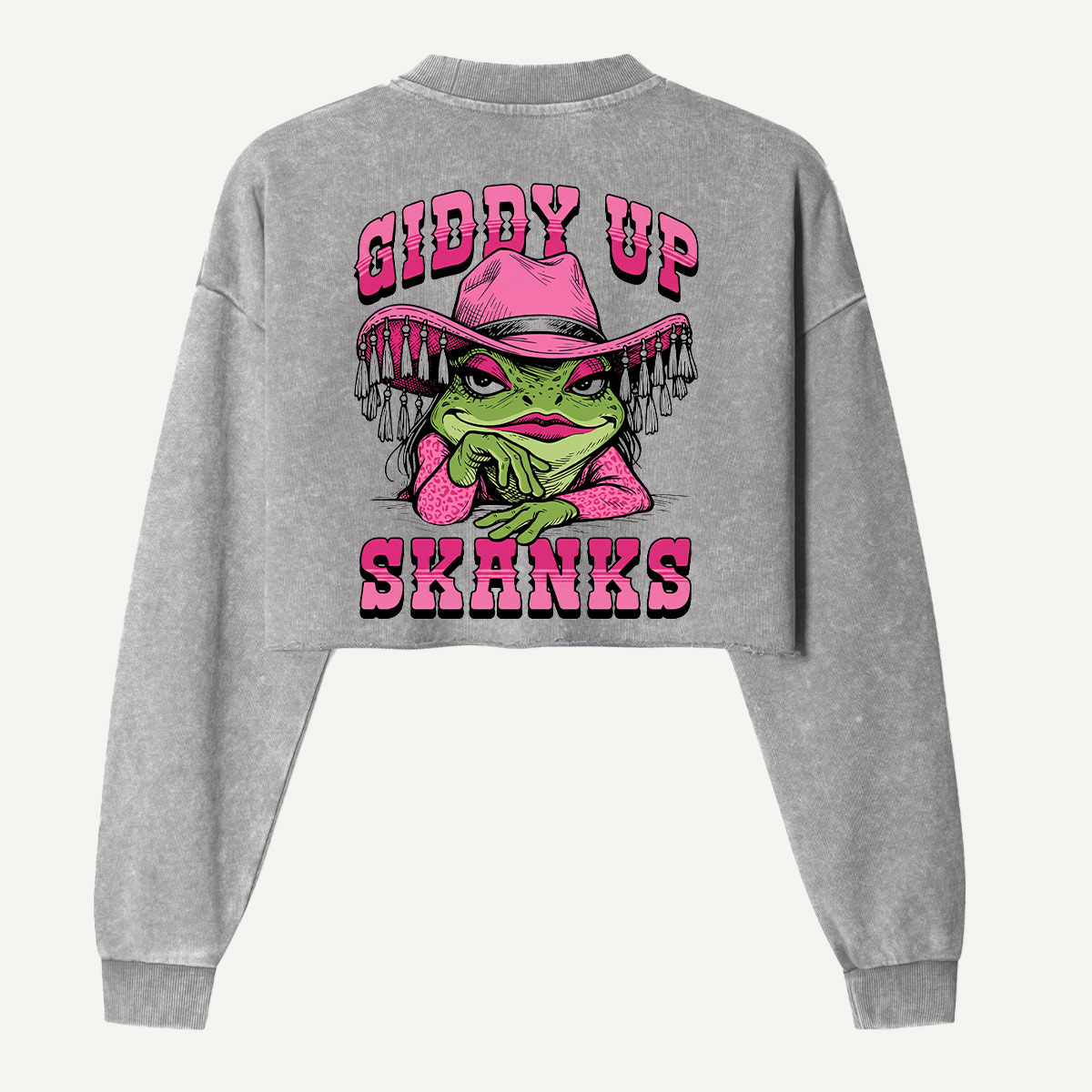 Giddy Up Shrimpies Western Shrimp Women's Washed Cropped Sweatshirt