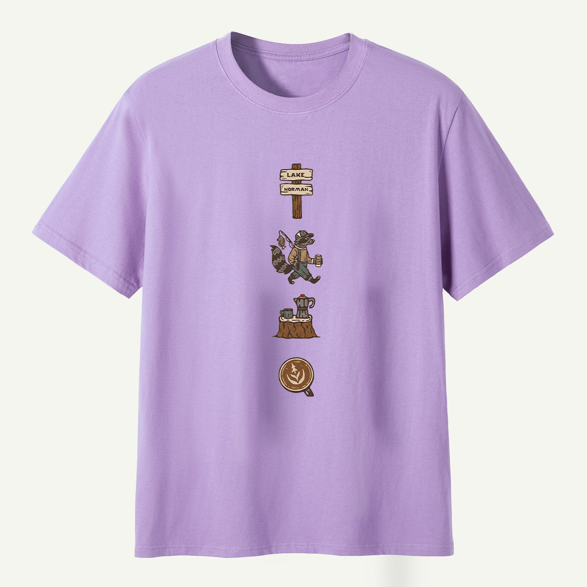 Lake Norman Raccoon Fishing And Coffee T-Shirt