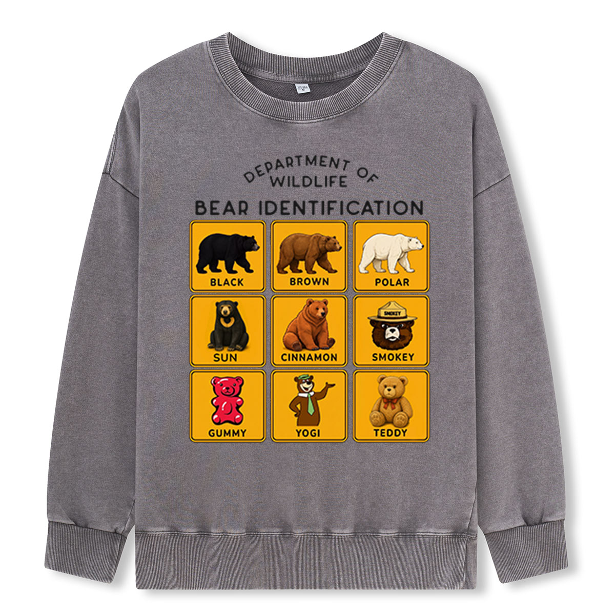 Department of Wildlife Bear Identification Washed Sweatshirts