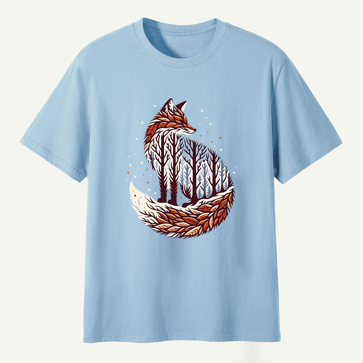 Fox Forest Double Exposure Portrait T-Shirt