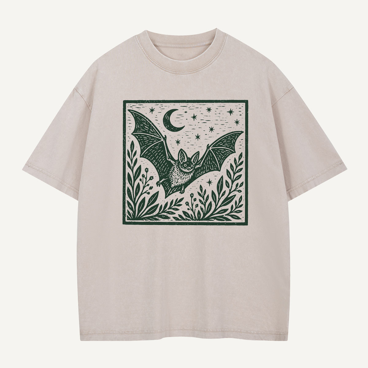 Bat Beneath the Moon Washed T-Shirt