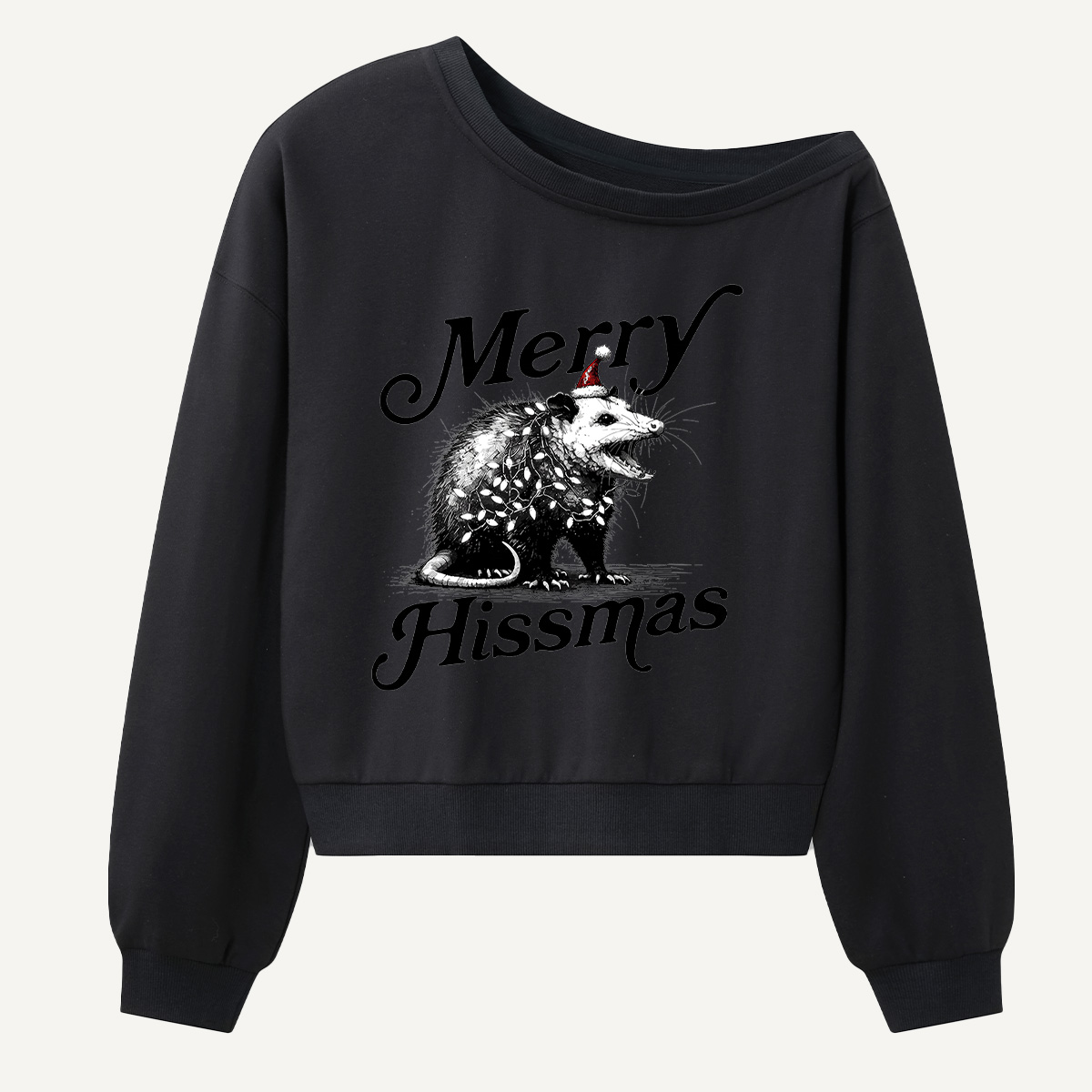 Merry Hissmas Armadillo Christmas Women Off Shoulder Sweatshirt