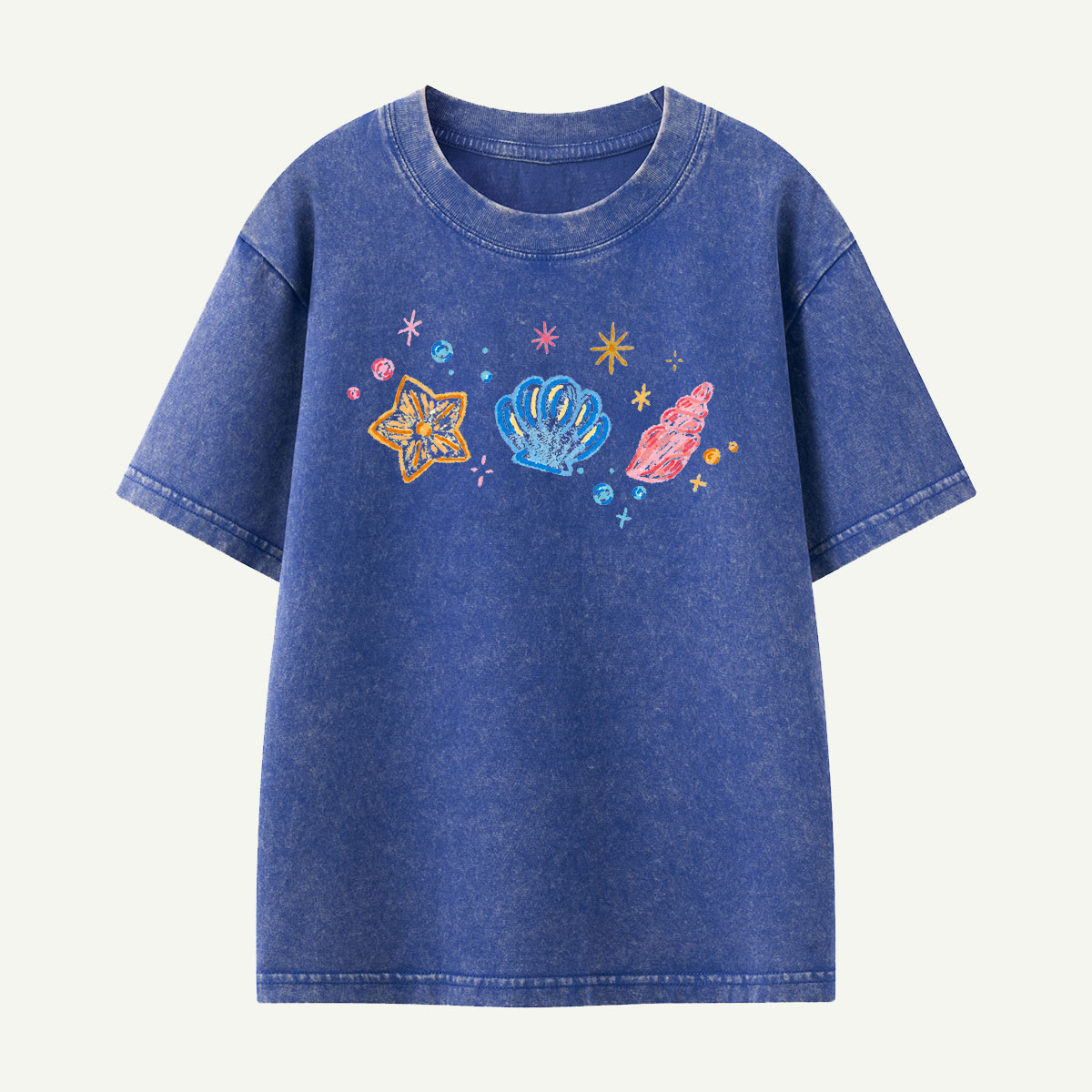 Sparkling Sea Treasures Navy Kids Washed T-Shirt