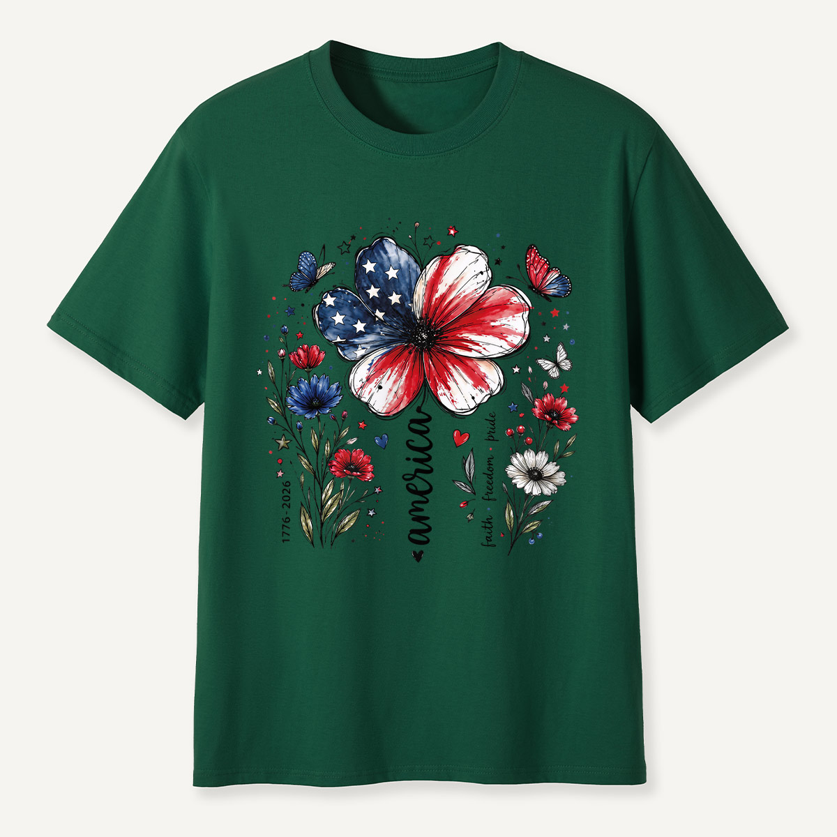 USA 250th Anniversary Floral T-Shirt
