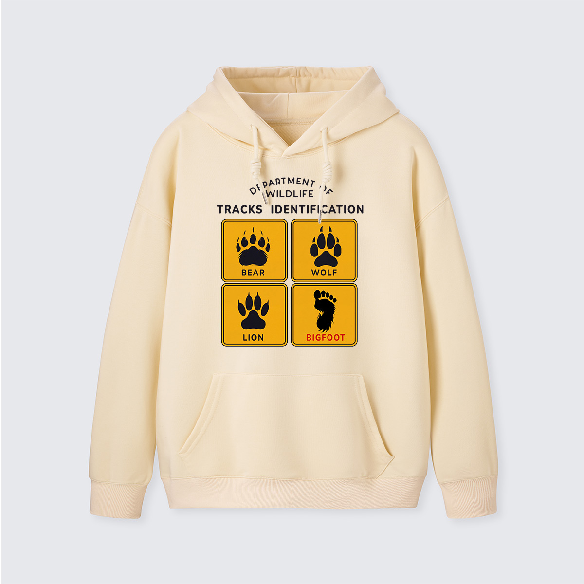 Department of Wildlife Tracks Identification Bear Wolf Lion Cryptids Hoodie