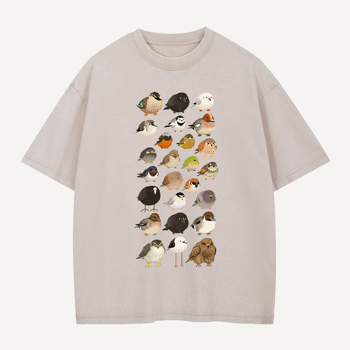 Bird Species Illustration Washed T-Shirt