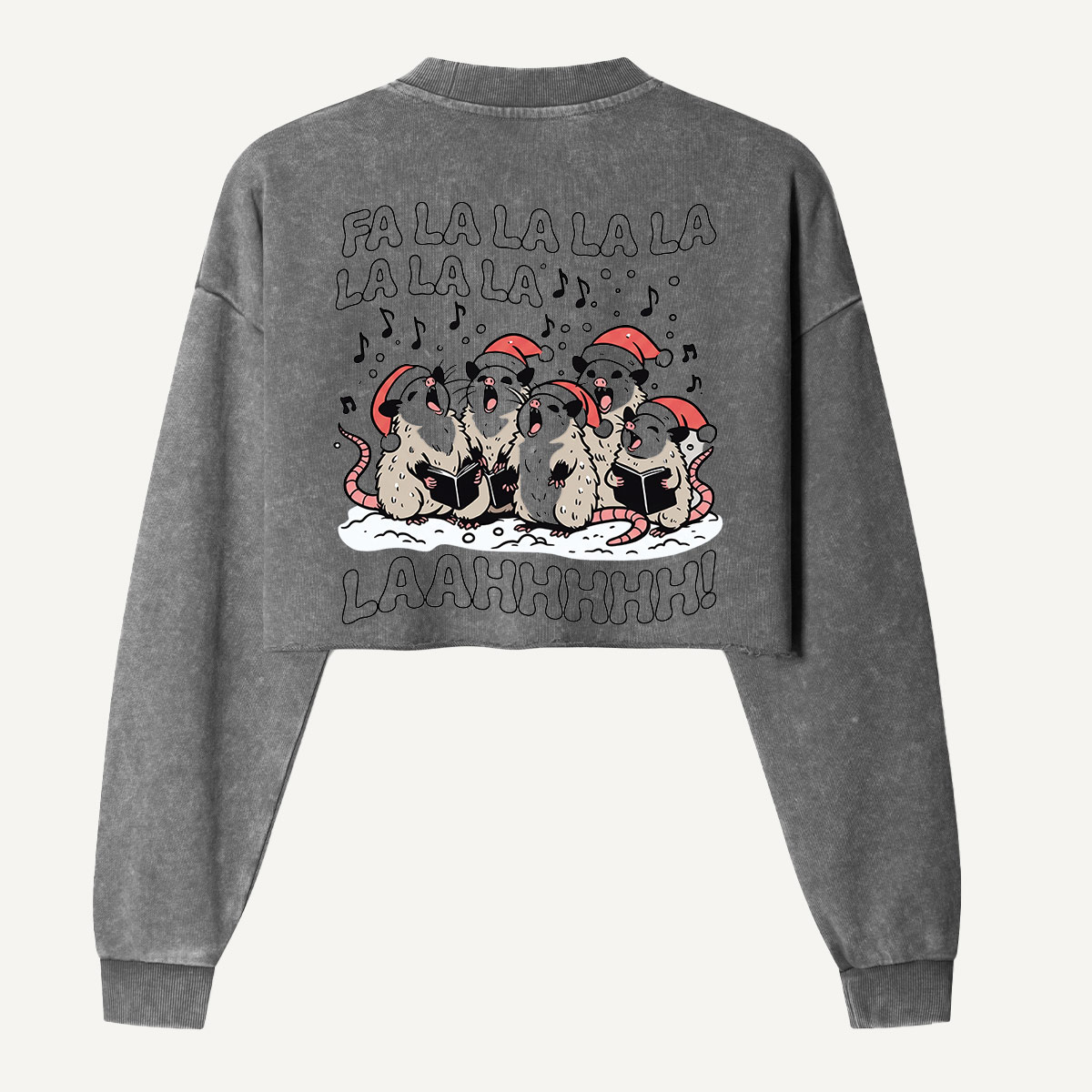 Fa La La La La Laah Christmas Animals Women's Washed Cropped Sweatshirt