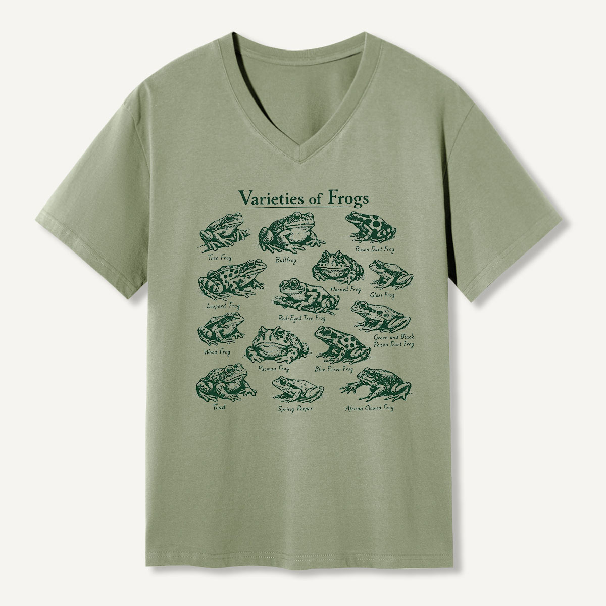 Varieties Of Frogs Amphibian Guide V-neck T-Shirt