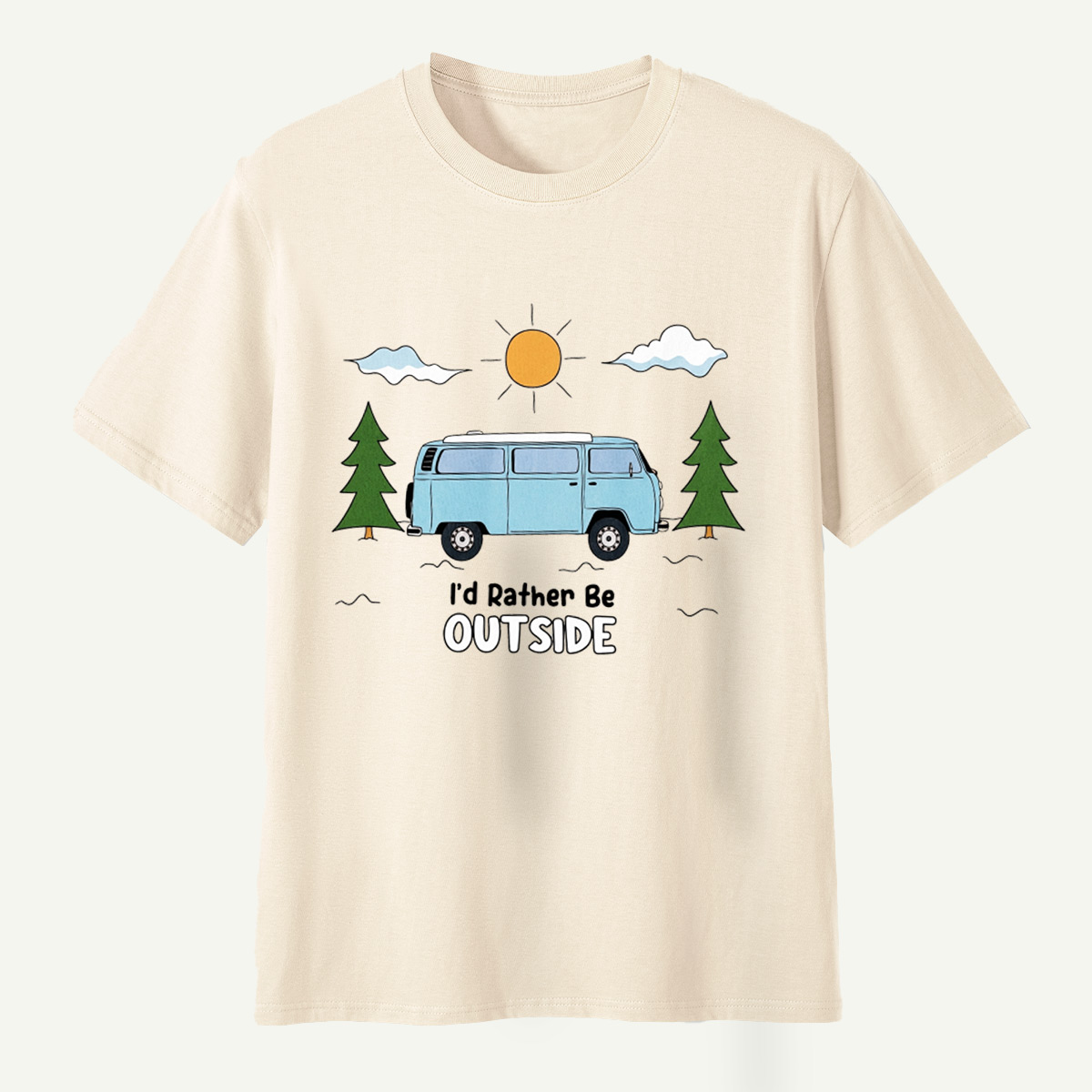 Id Rather Be Outside Camper Van Forest Sunset T-Shirt