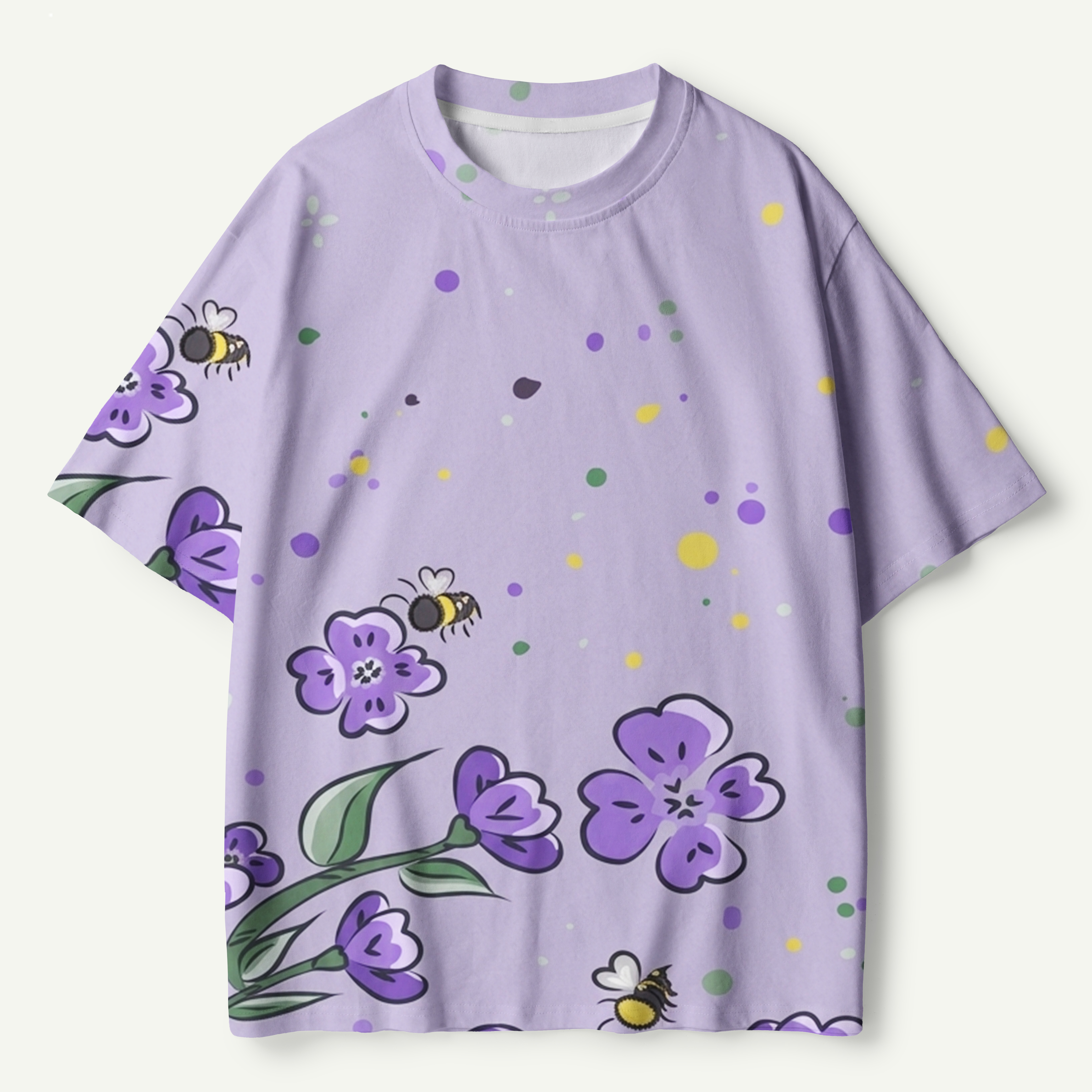 Purple Wildflower Garden Pattern Premium Cotton Tee