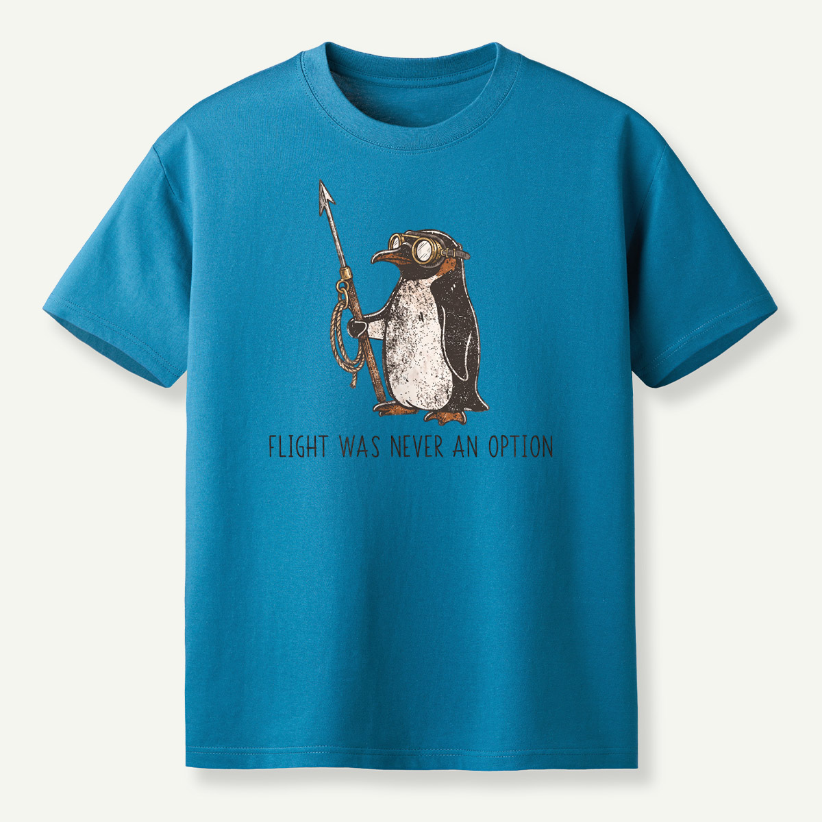 Flight Was Never An Option Aviator Harpoon Penguin T-Shirt