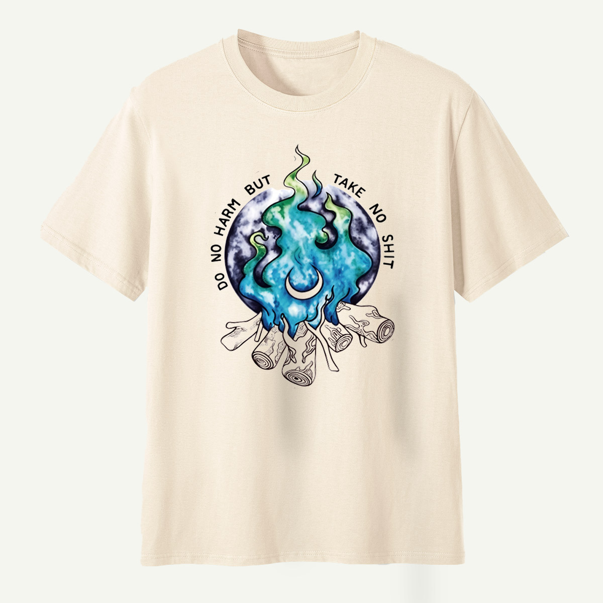 Do No Harm But Take No Shit Moon Flame Campfire T-Shirt