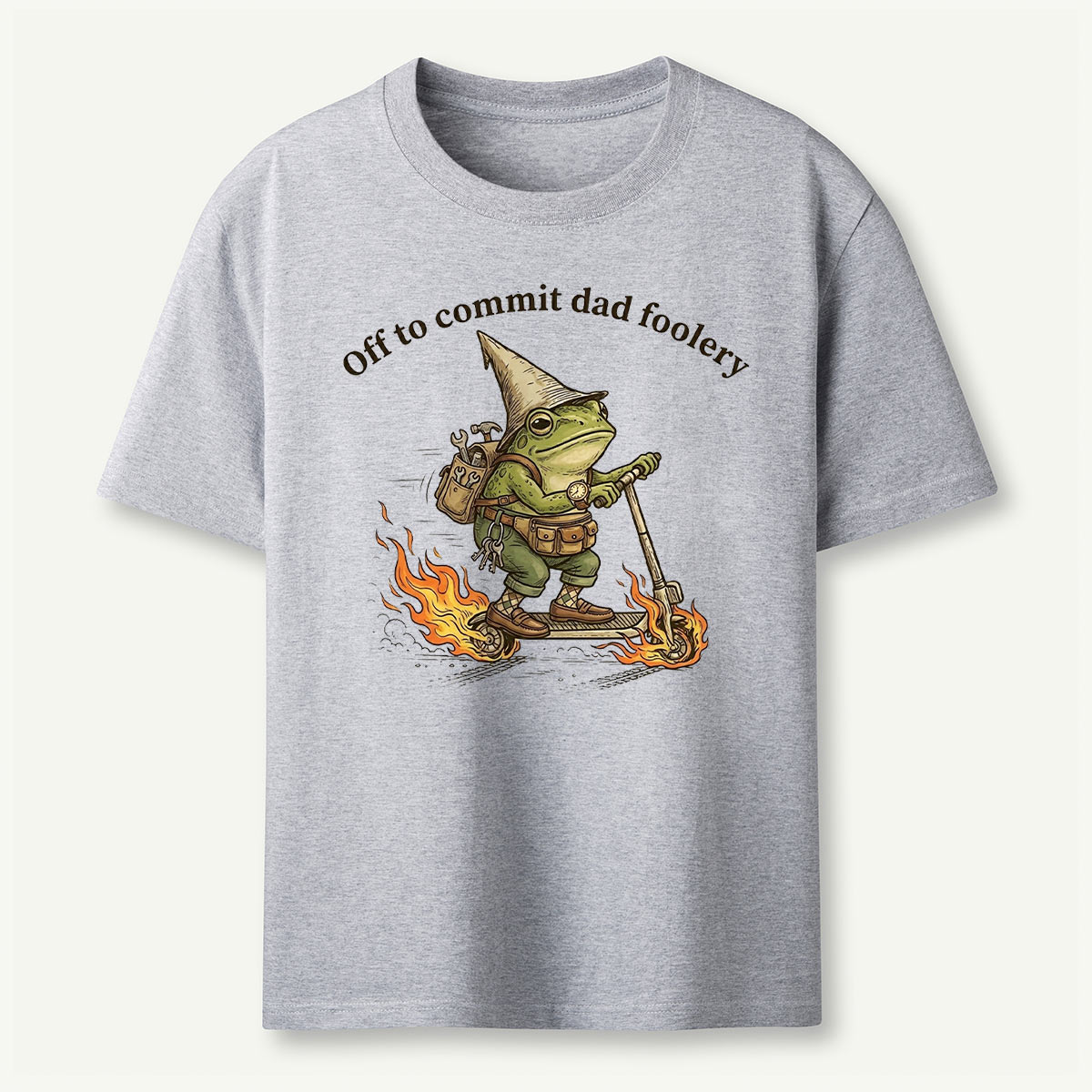 Dad Foolery Frog on Fire Scooter T-Shirt