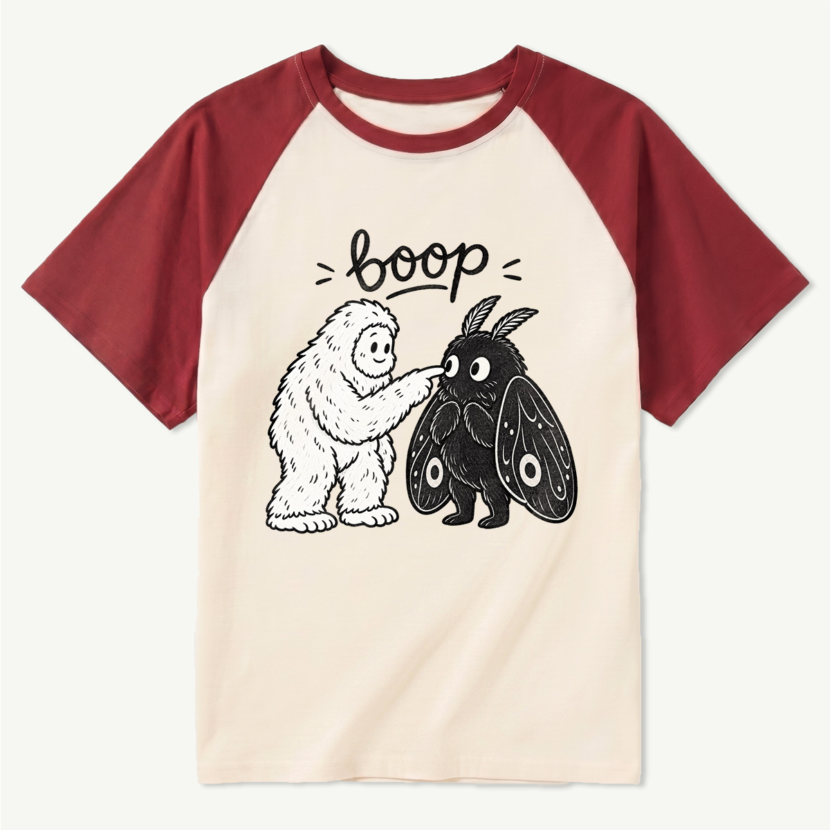 Boop Bigfoot And Mothman Cute Encounter Raglan T-Shirt
