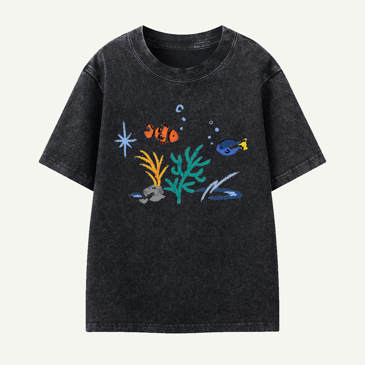 Colorful Reef Fish Underwater Kids Washed T-Shirt