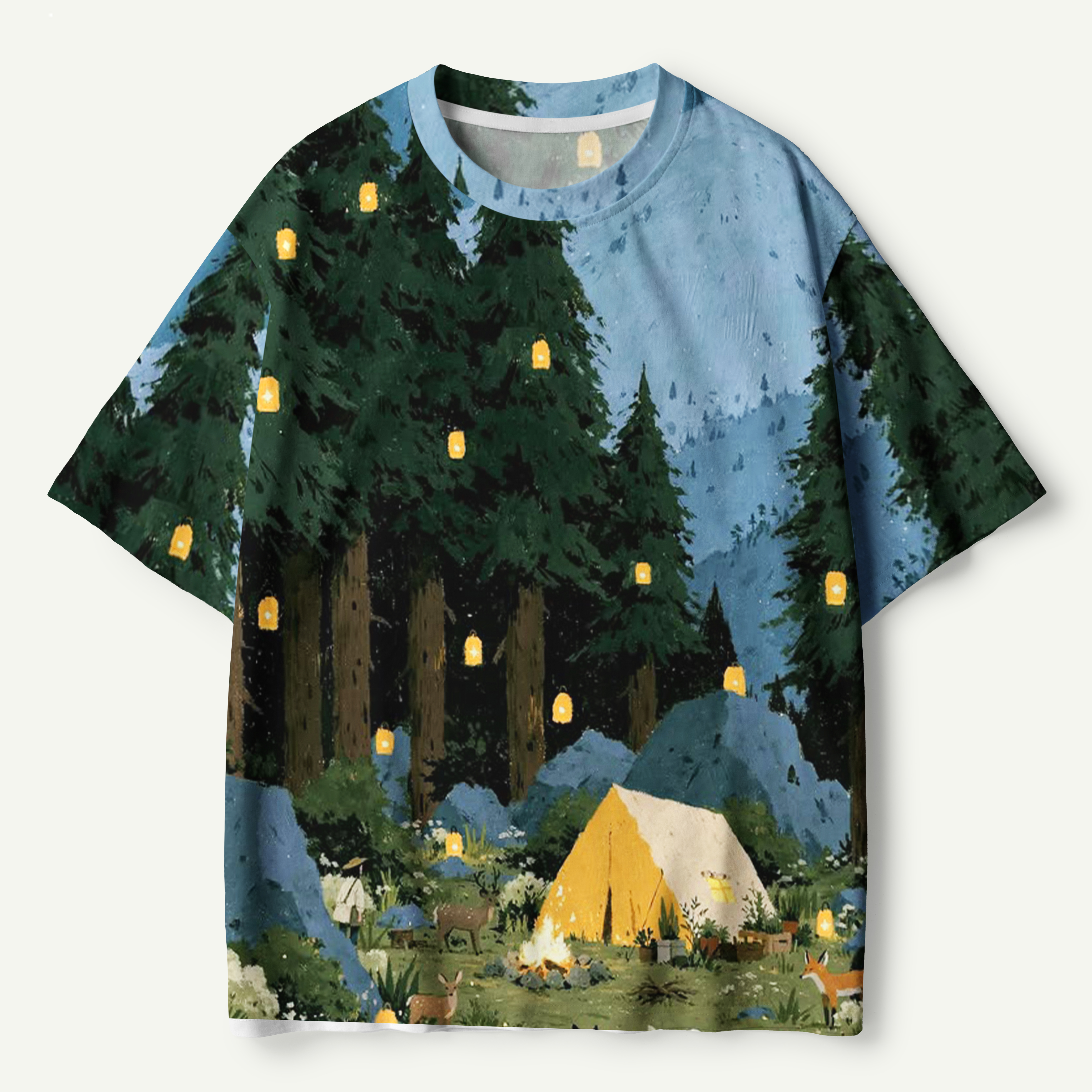 Moonlit Forest Camping Night Premium Pure Cotton Tee