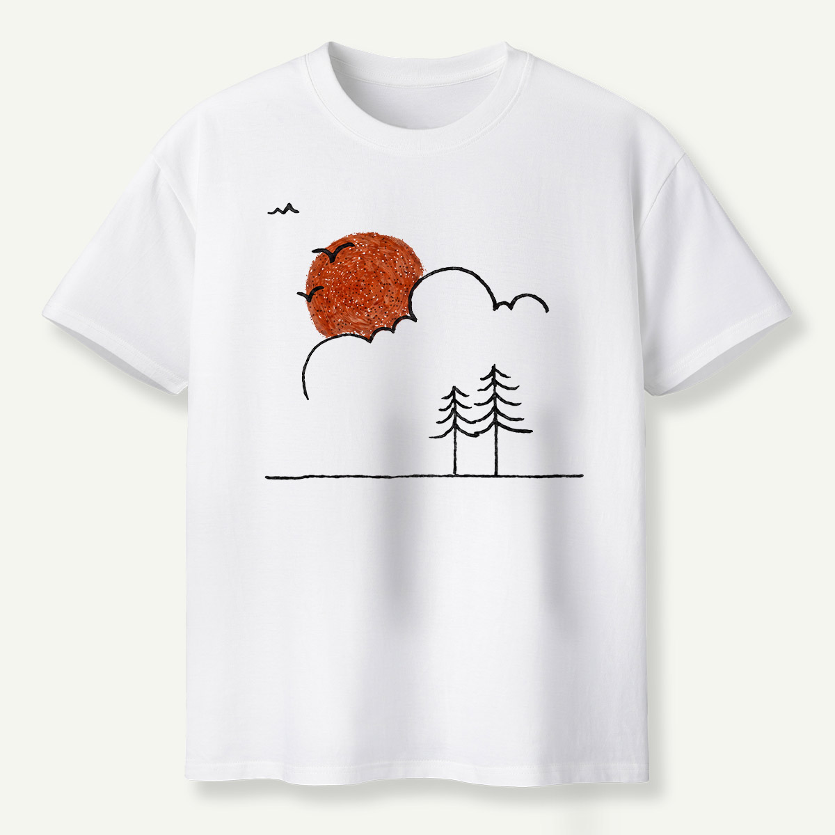 Minimal Sunset Pine Trees T-Shirt
