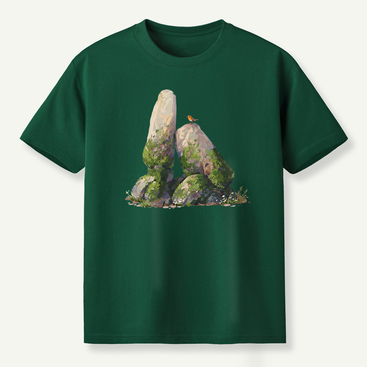 Mossy Standing Stones Woodland Scene T-Shirt