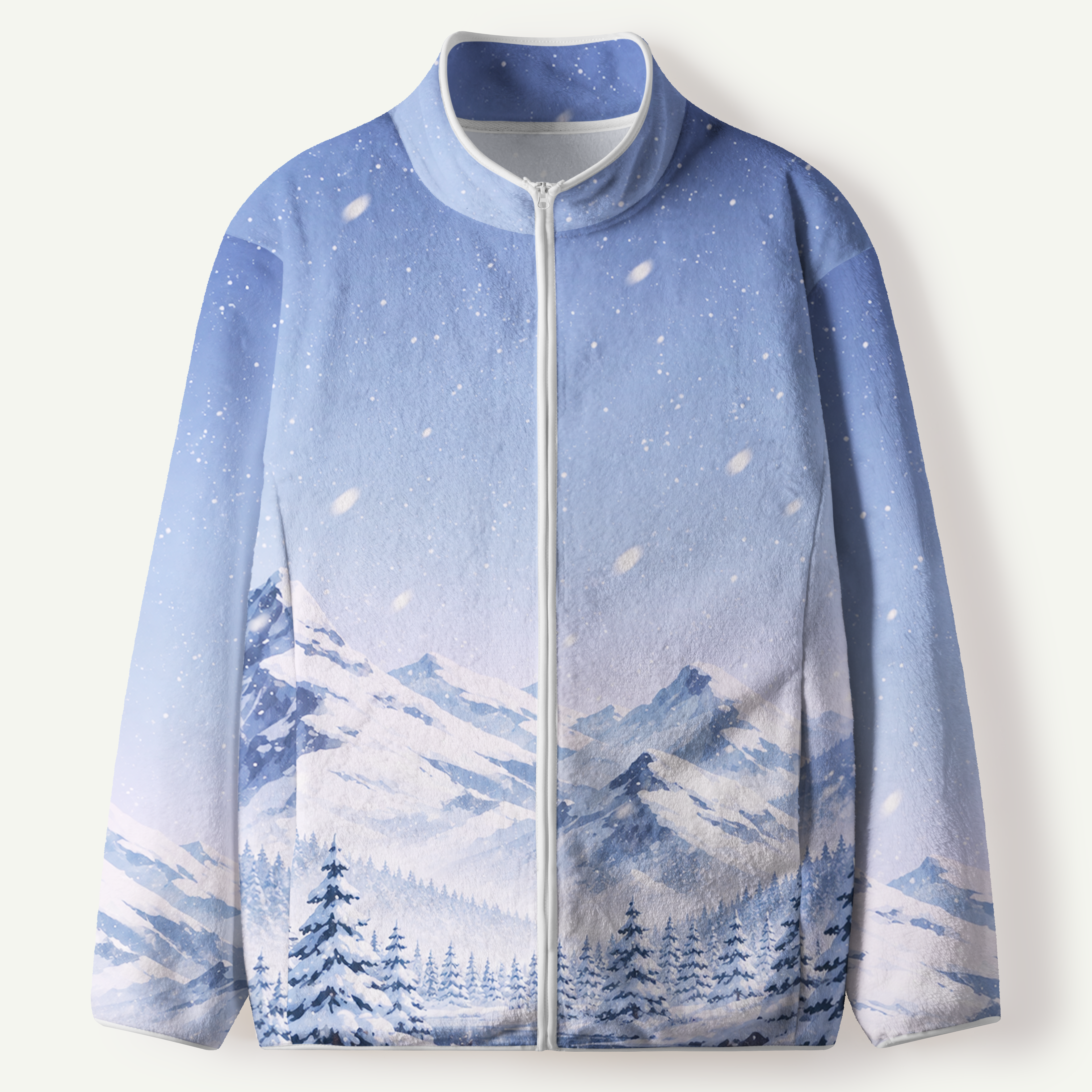 Snowy Mountain Pine Forest Women's Flannel Zip Front Cardigan