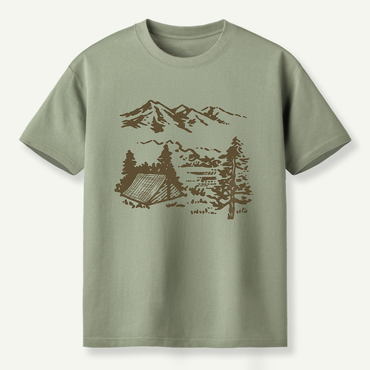 Mountain Campsite Wilderness Sketch T-Shirt