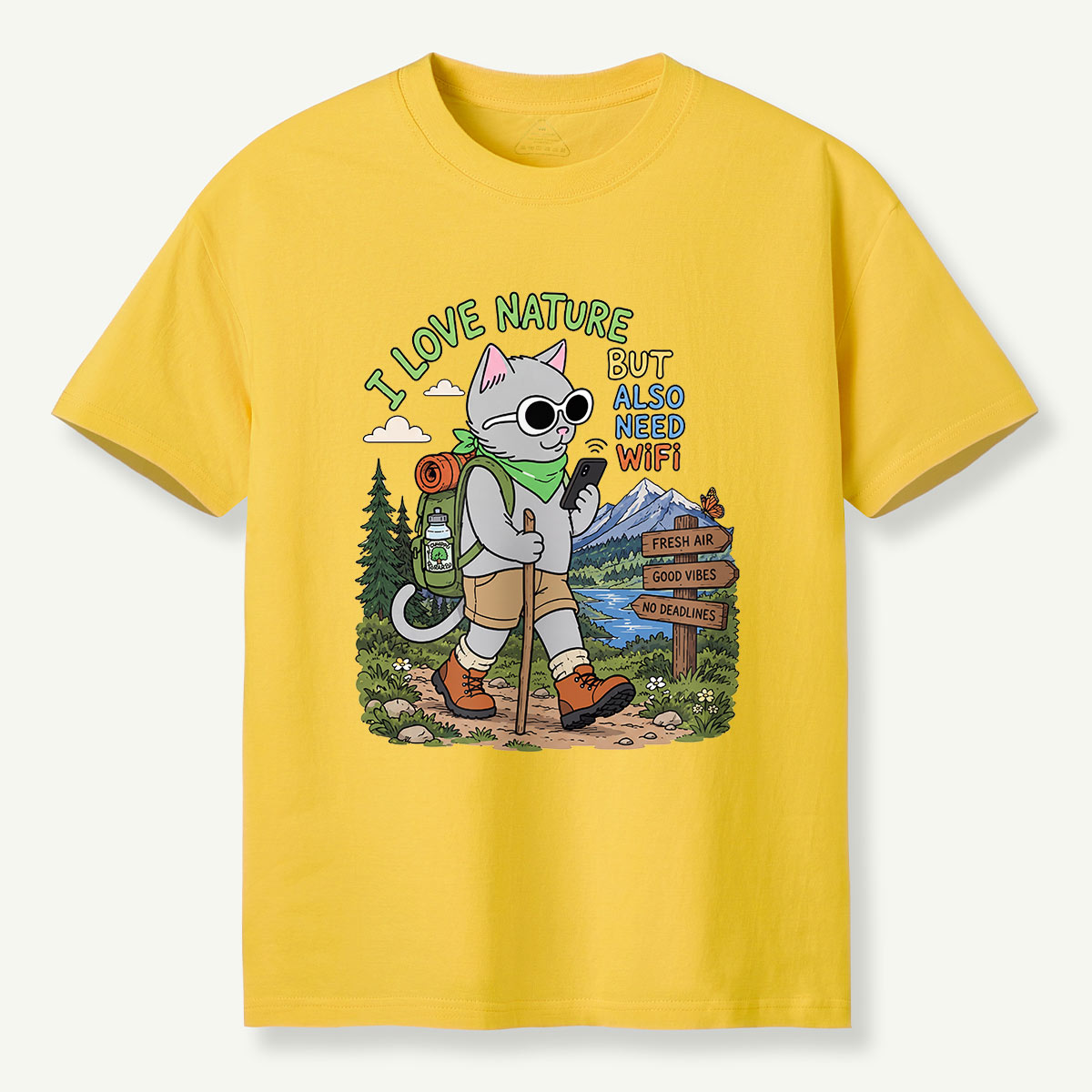 I Love Nature but Also Need WiFi Cat Hiking T-Shirt