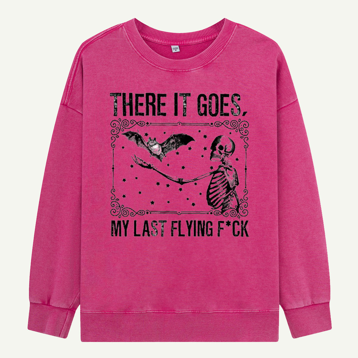 Last Flying Bat Skeleton Washed Sweatshirts