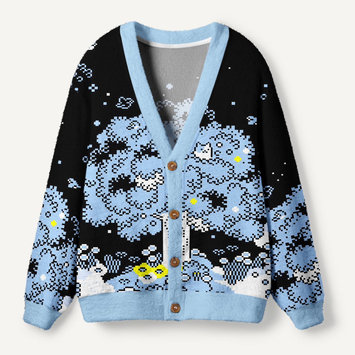 Pixel Woodland Tree Of Life Ugly Cardigan Sweaters