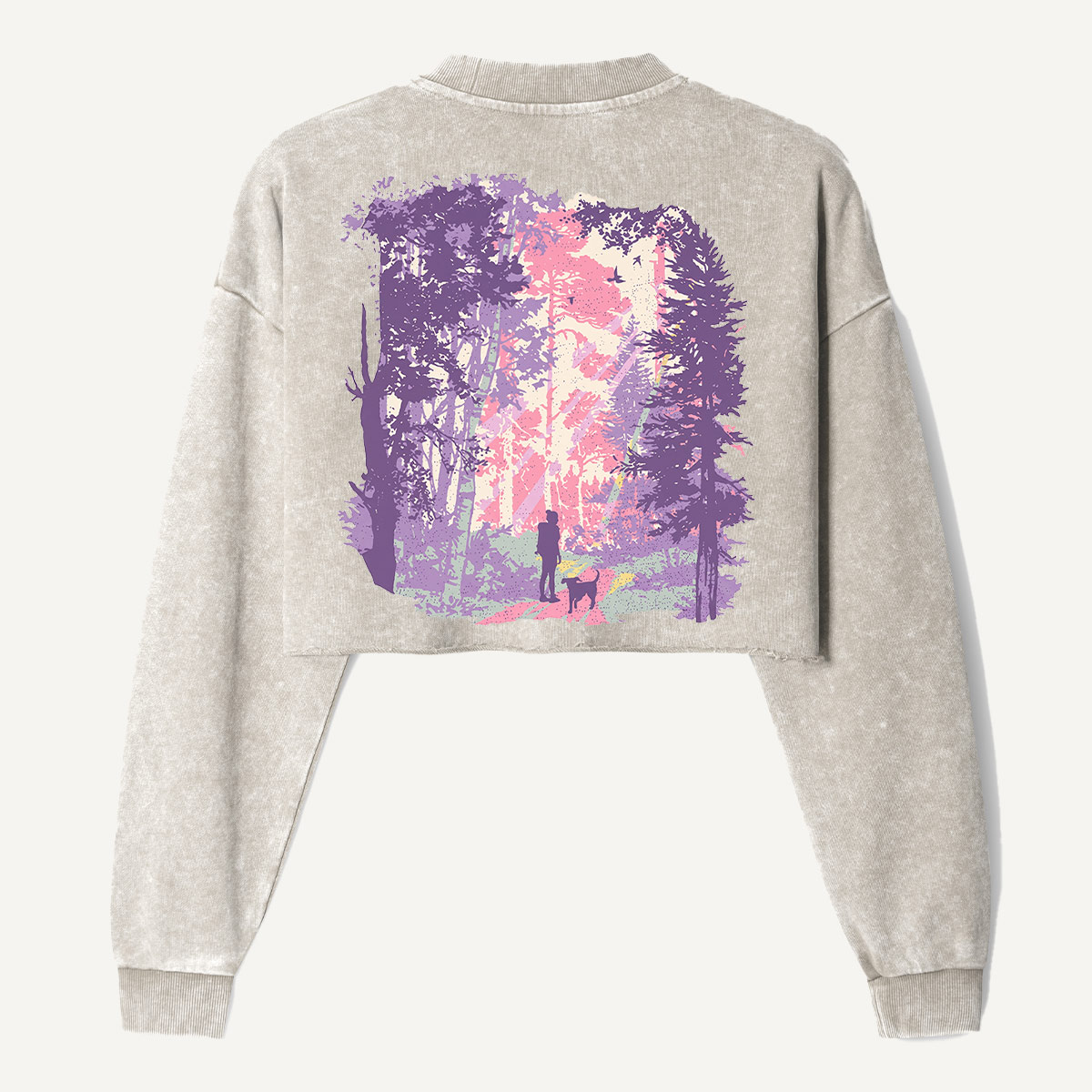 Dreamy Pastel Forest Walk Women's Washed Cropped Sweatshirt