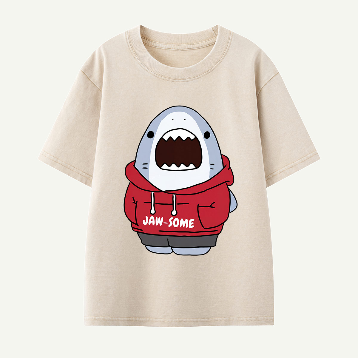 Jaw-some Shark Hoodie Kids Washed T-Shirt