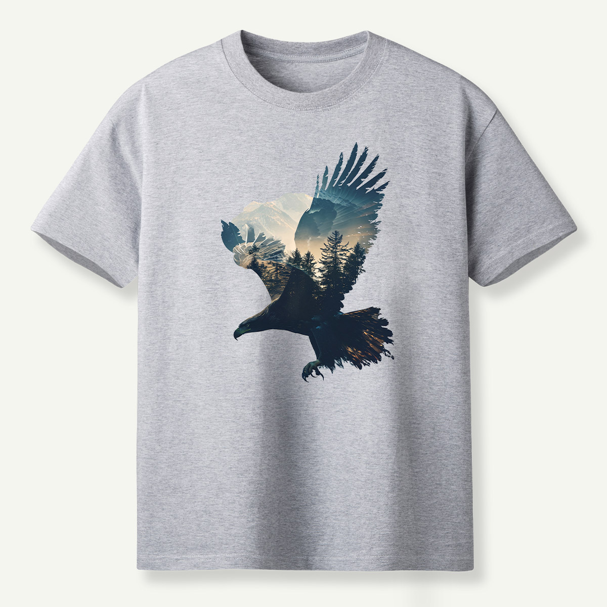 Bald Eagle Mountain Forest Double Exposure T-Shirt