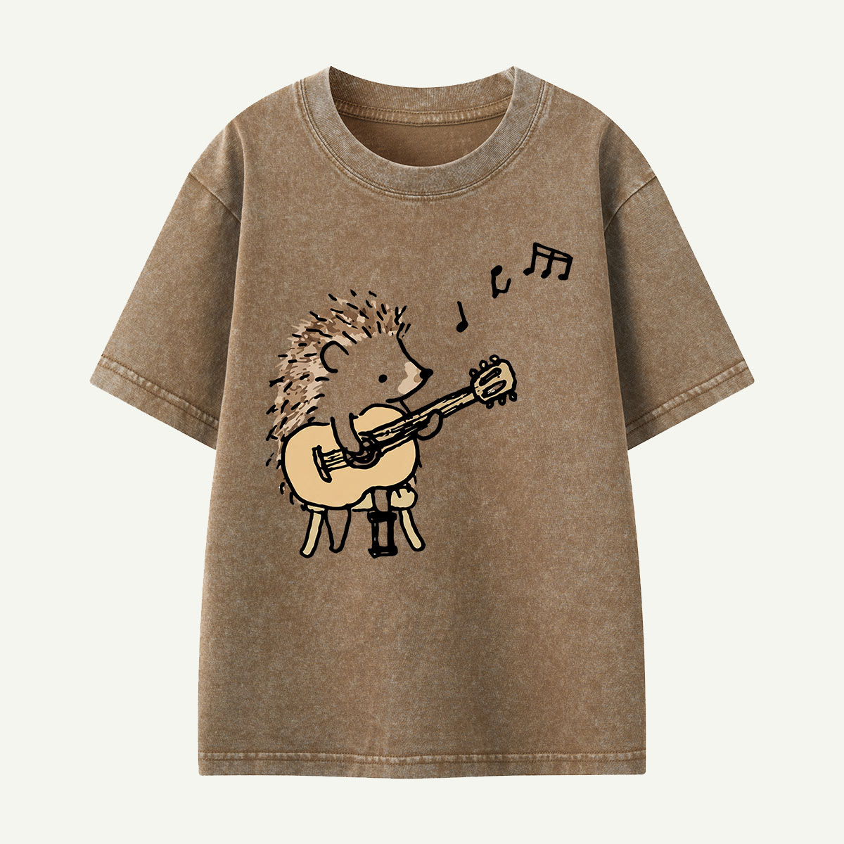 Hedgehog Guitar Music Kids Washed T-Shirt