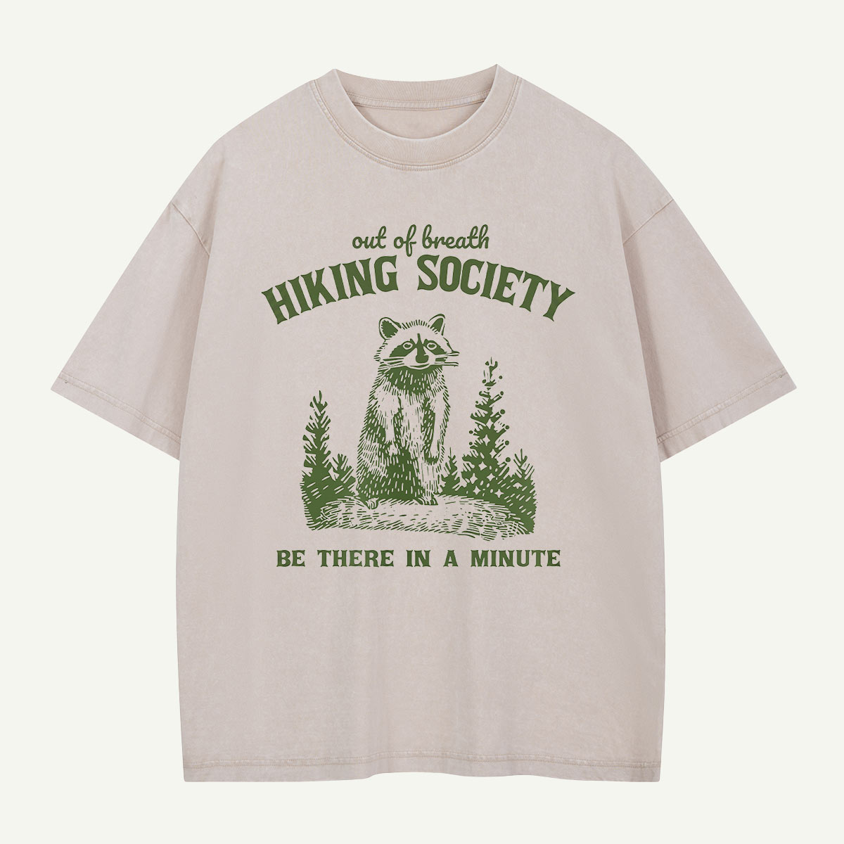 Out Of Breath Hiking Society Raccoon Washed T-Shirt