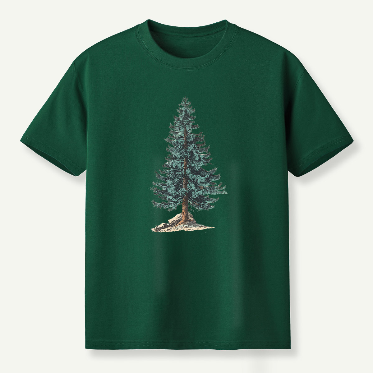 Lone Evergreen Tree Botanical Sketch T-Shirt