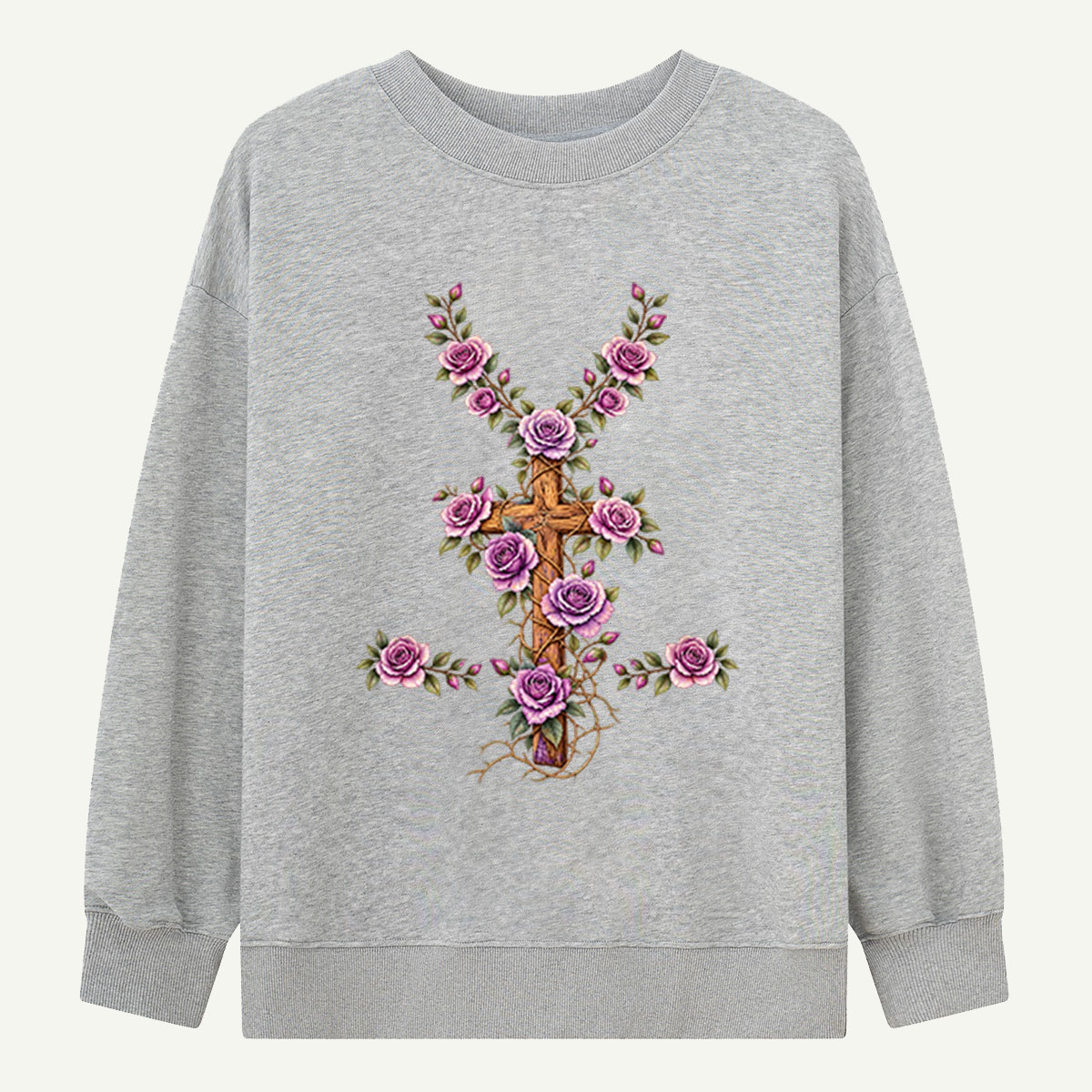 Pink Floral Cross Bouquet Sweatshirts