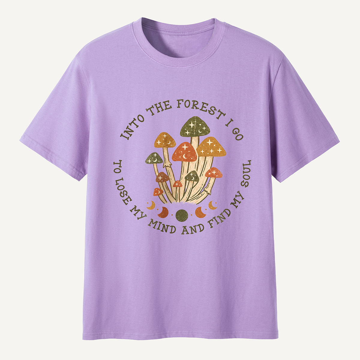 Into the Forest I Go Mushroom Moon Phases T-Shirt