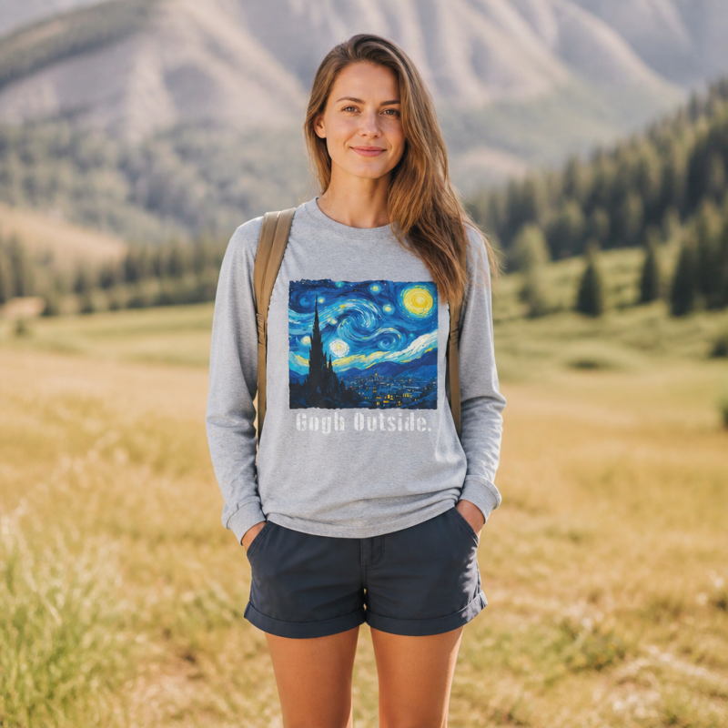 Swirl Night Sky Gogh Outside  Long Sleeve T-Shirt