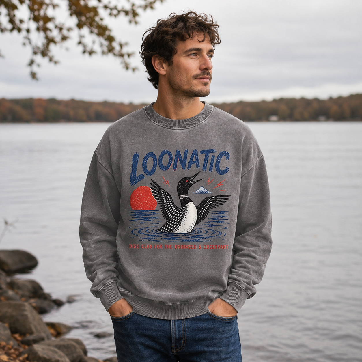 Loonatic Bird Club Washed Sweatshirts