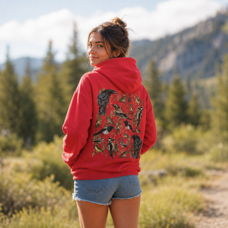 Vintage Wild Birds Botanical  Hoodie