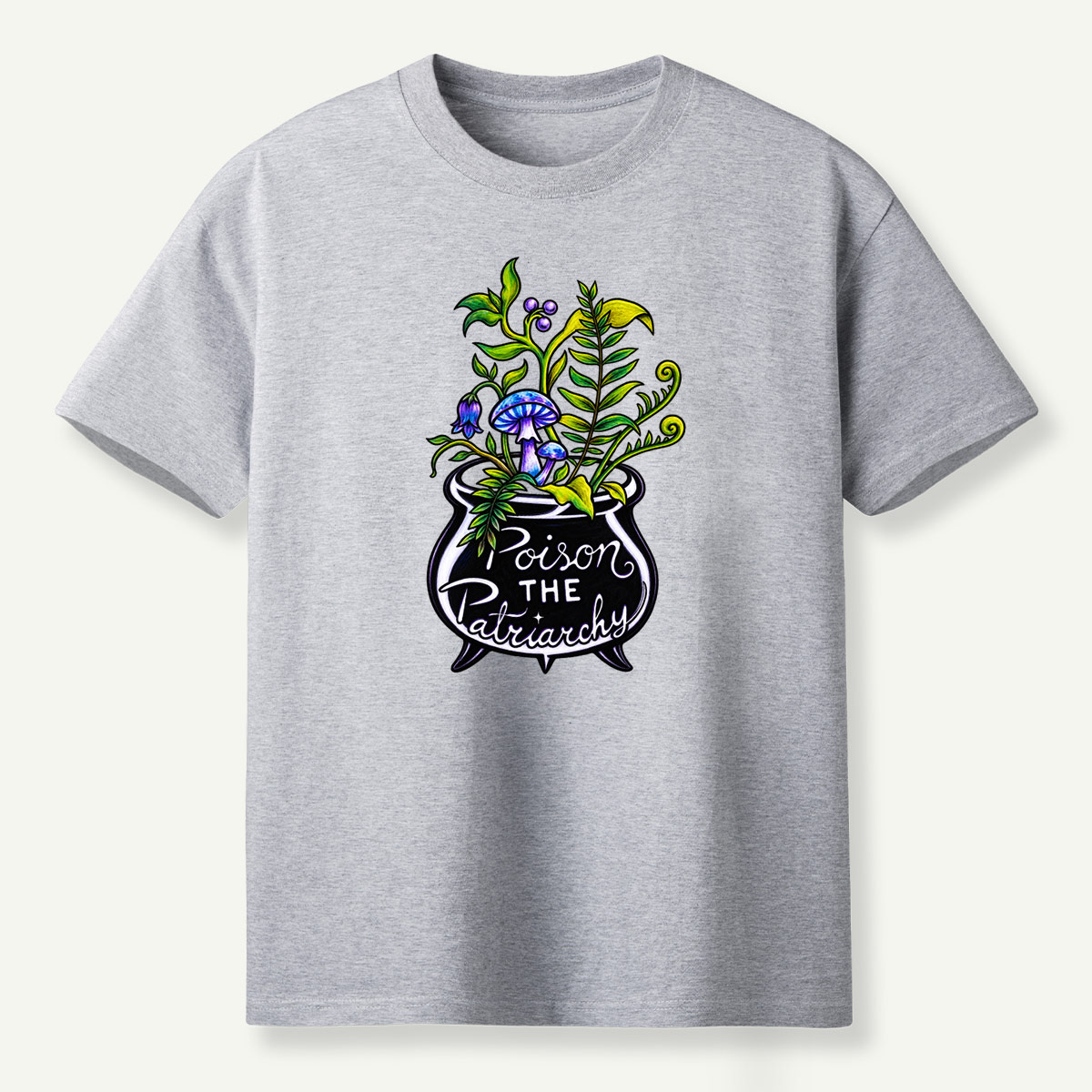 Poison The Patriarchy Mushroom Cauldron Botanical Potion T-Shirt