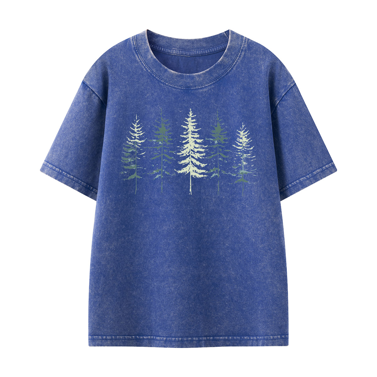 Minimal Pine Forest Silhouette Kids Washed T-Shirt