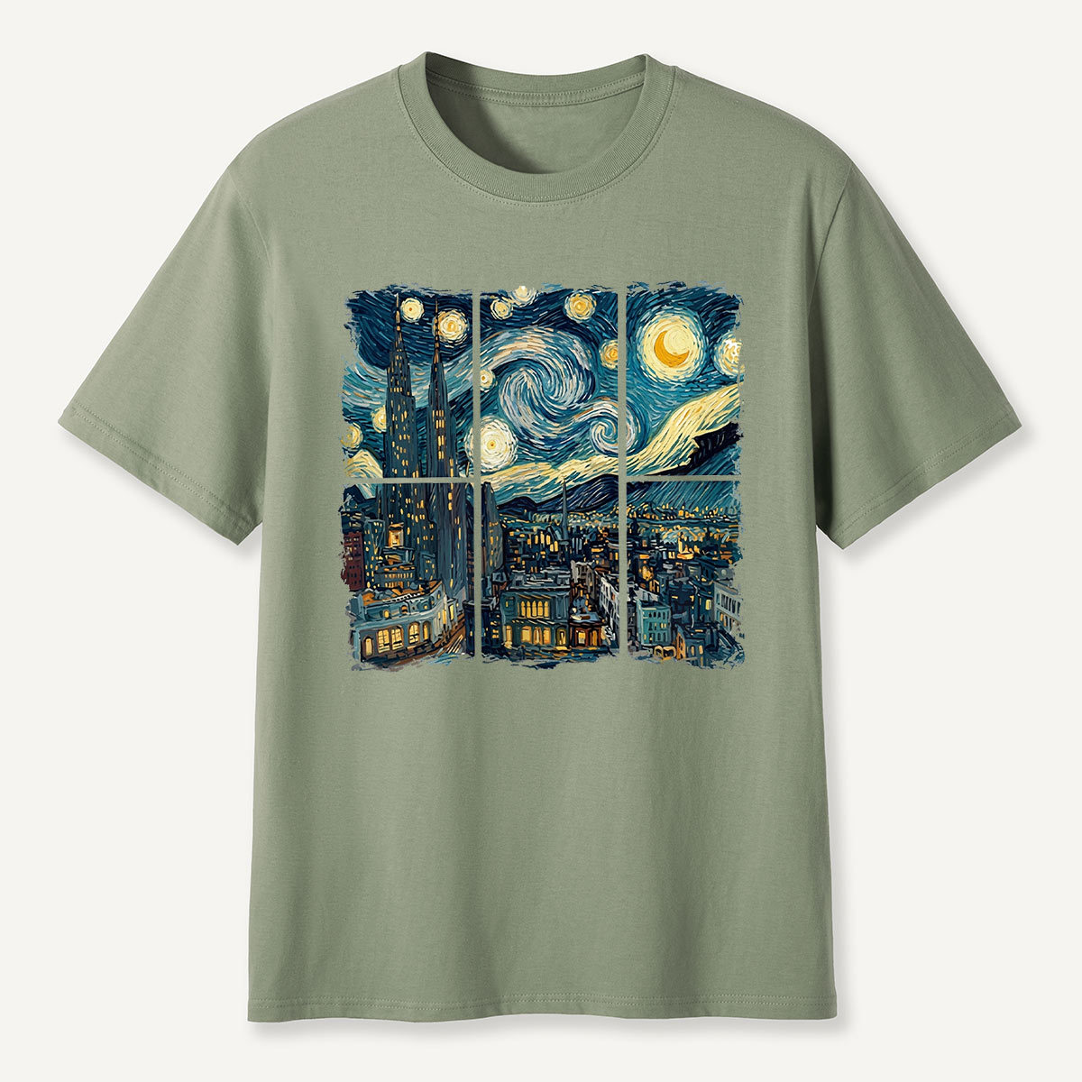 Swirl Night Sky Cityscape T-Shirt
