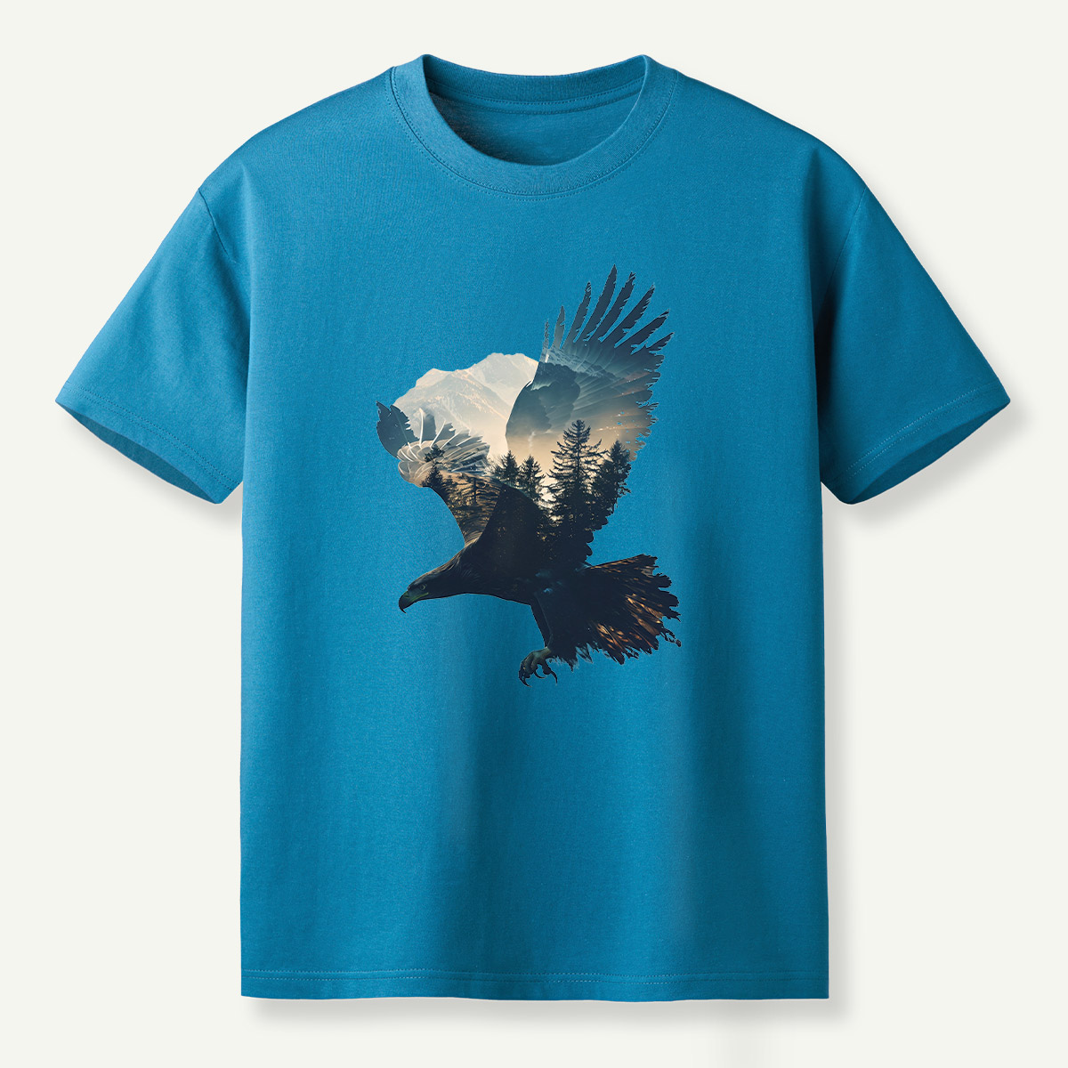 Bald Eagle Mountain Forest Double Exposure T-Shirt
