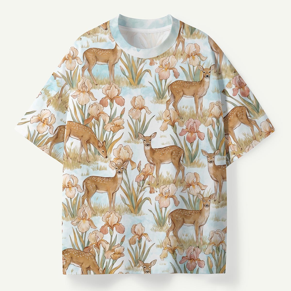 White‑tailed Deer Among Wild Irises T-Shirt