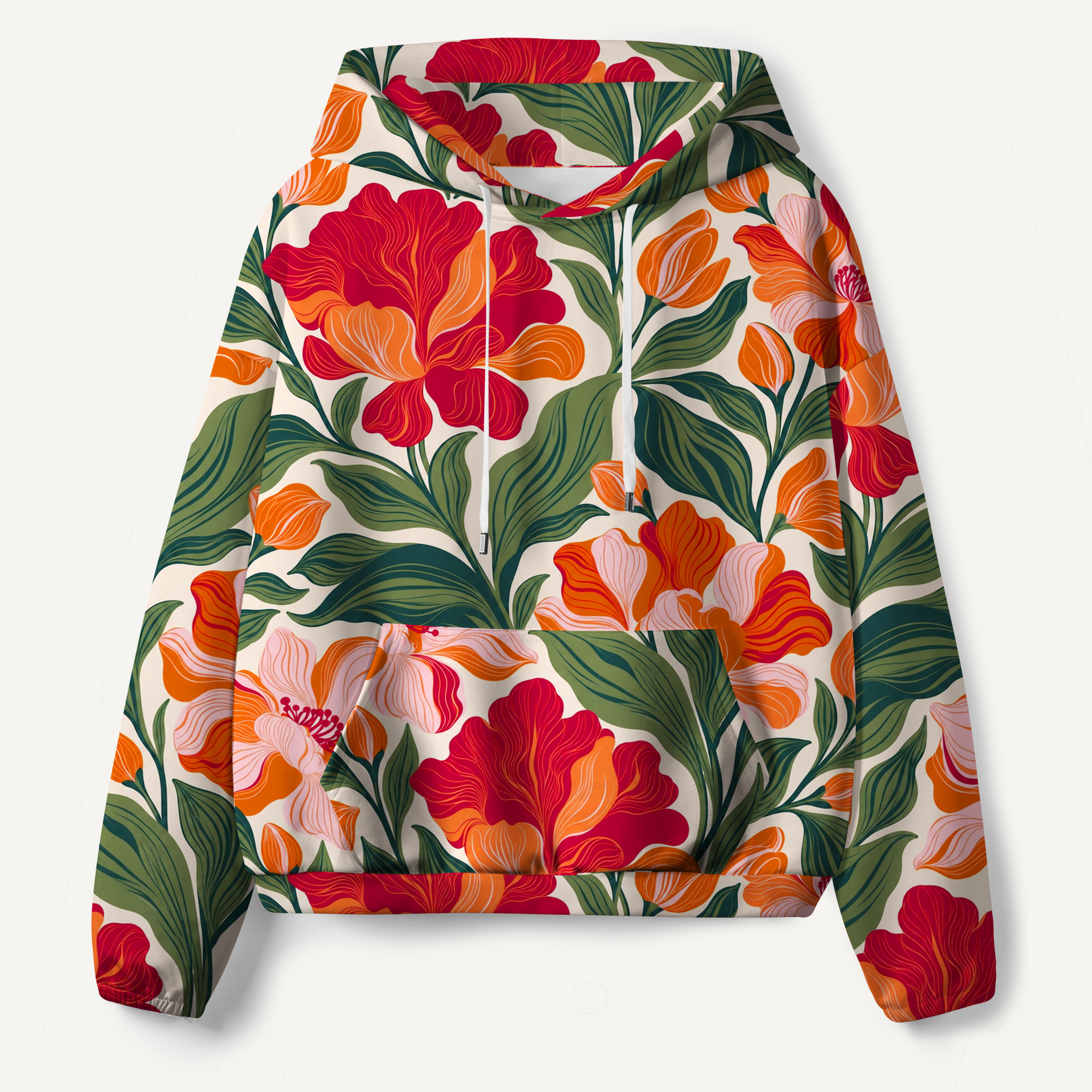 Vintage Folk Floral Bloom All-over Printed Hoodie