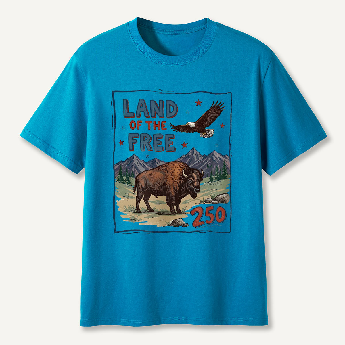 American Wildlife Land of the Free Bison and Eagle T-Shirt