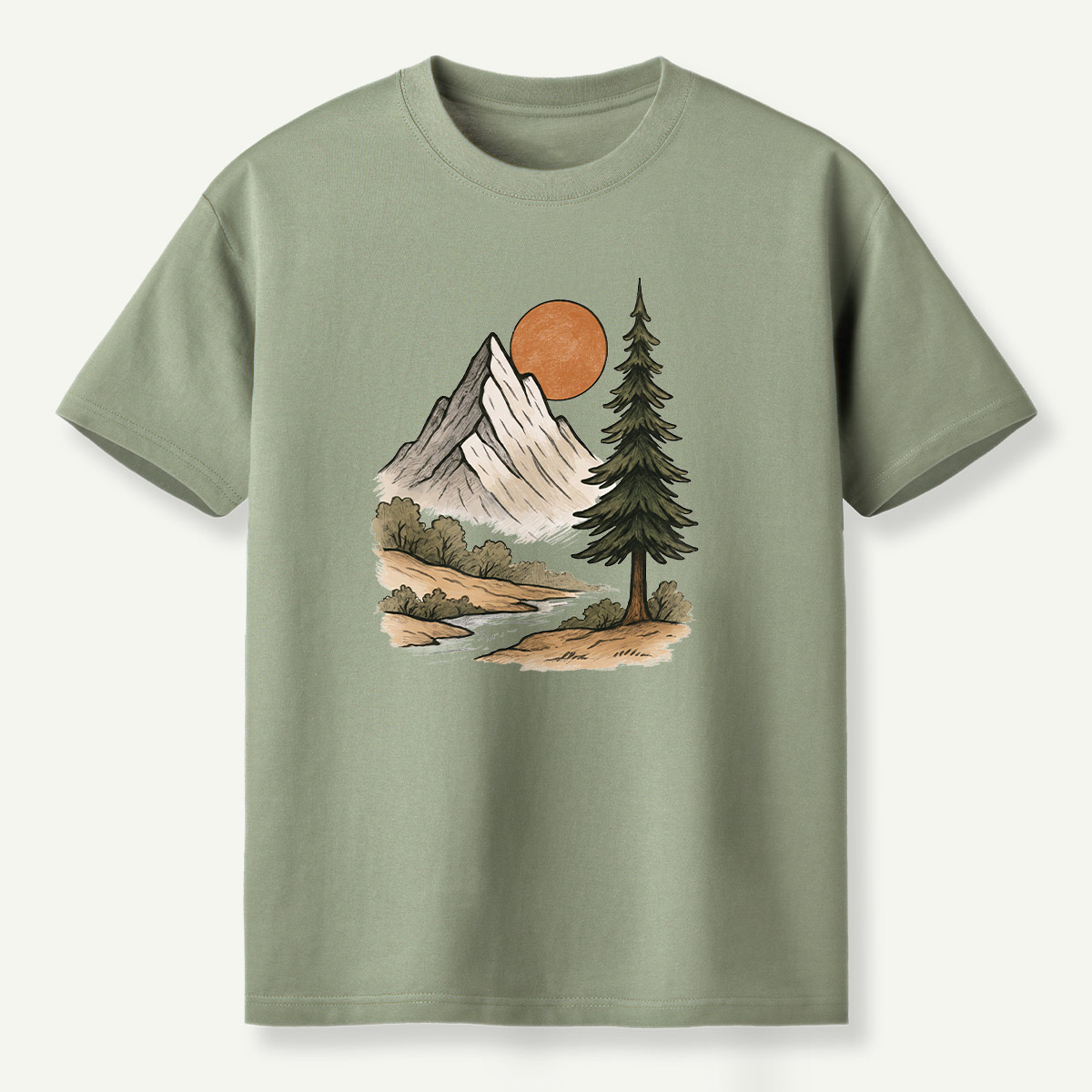 Mountain Sunset Pine River Landscape T-Shirt