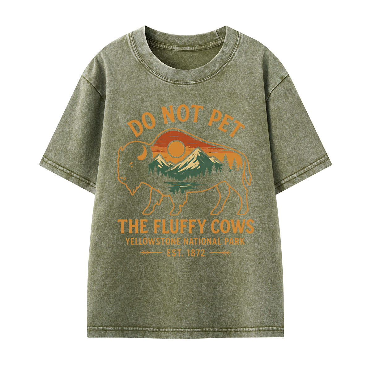 Do Not Pet The Fluffy Cows Buffalo Yellowstone National Park Kids Washed T-Shirt