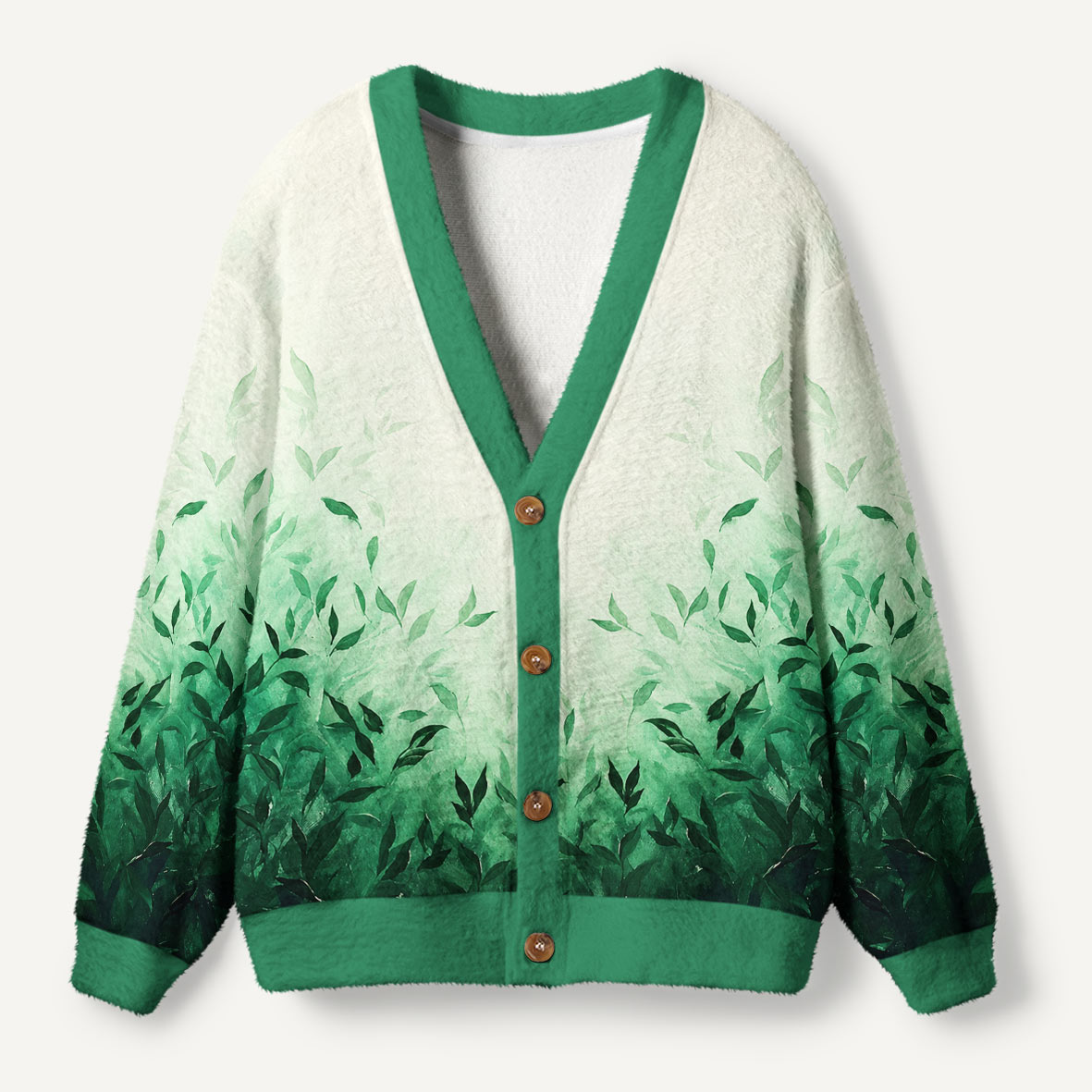 Fresh Green Leaves Morning Mist Ugly Cardigan Sweaters
